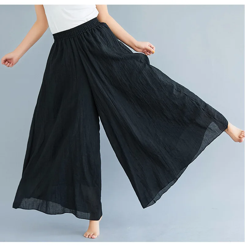 Johnature Ankle-length Pant Casual Loose Elastic Waist Multiple Color Wide Leg Pants 2026 New Clothes National Style Women Pants