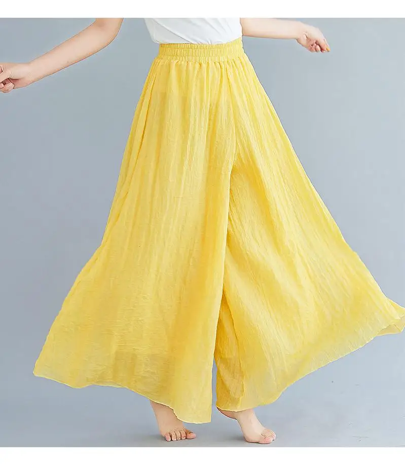 Johnature Ankle-length Pant Casual Loose Elastic Waist Multiple Color Wide Leg Pants 2026 New Clothes National Style Women Pants