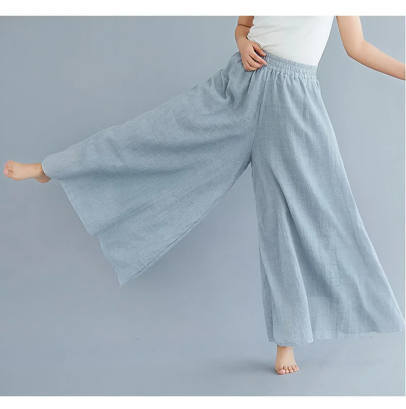 Johnature Ankle-length Pant Casual Loose Elastic Waist Multiple Color Wide Leg Pants 2026 New Clothes National Style Women Pants