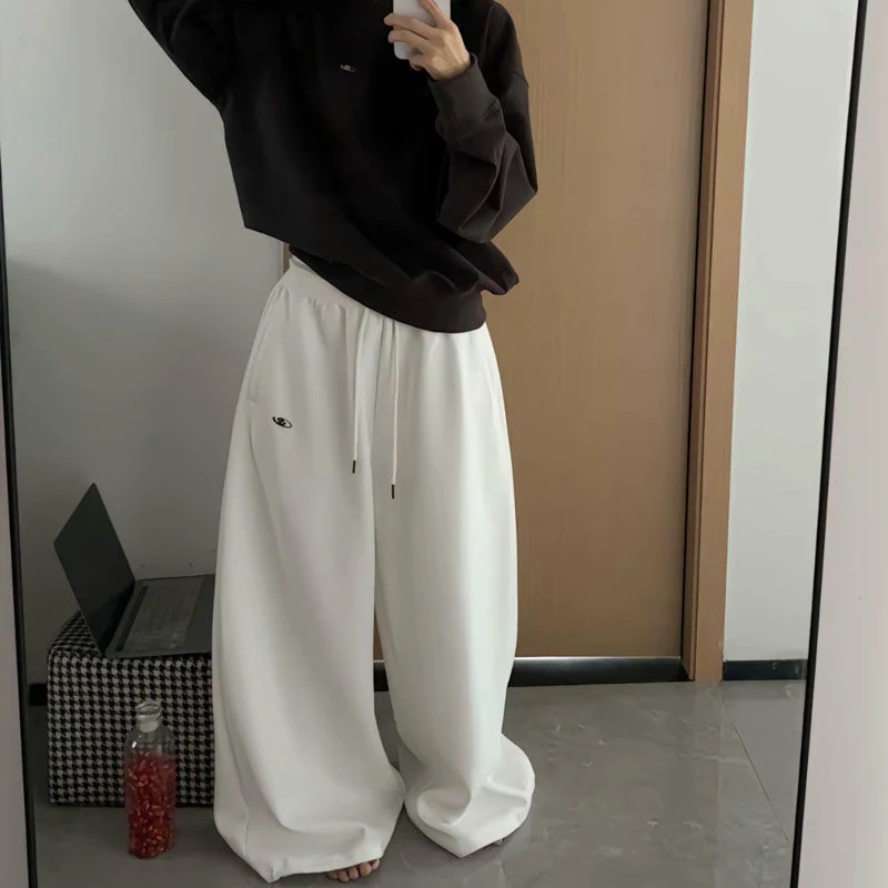 Y2K Vintage Baggy Sweatpants Women Autumn New Korean Loose Wide Leg Pants Streetwear Casual Zipper Fly Female Trousers 2024 New