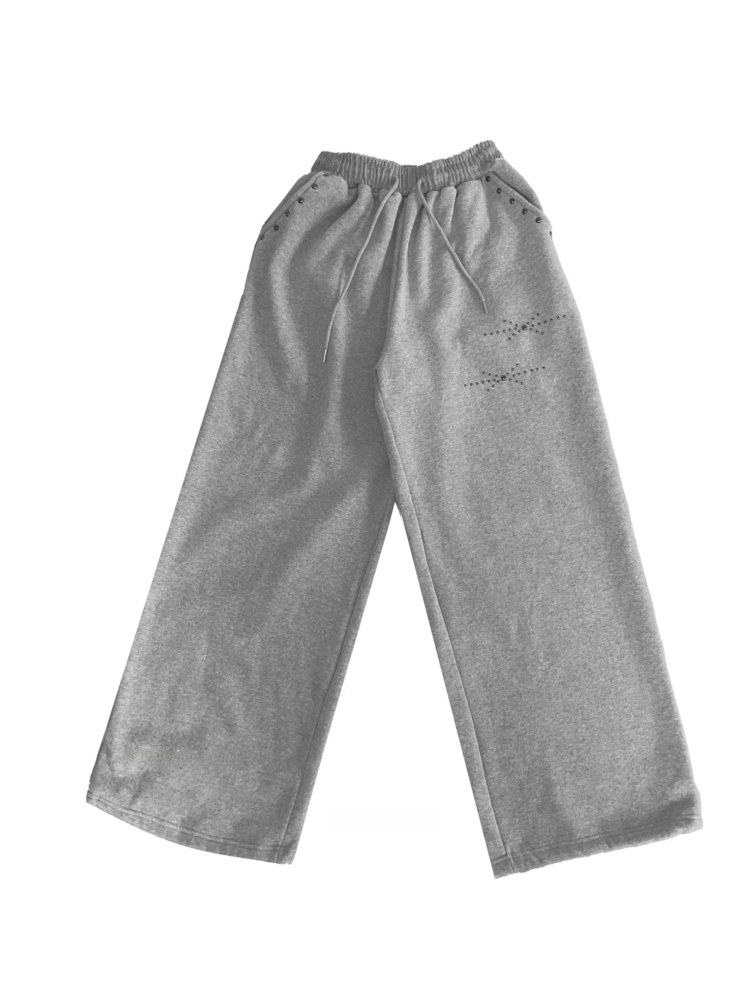 American Hip-Hop Retro Rivets Loose Wide-Leg Pants Women Black Gothic Casual Sweatpants Korean Jogging High-Waist Streetwear