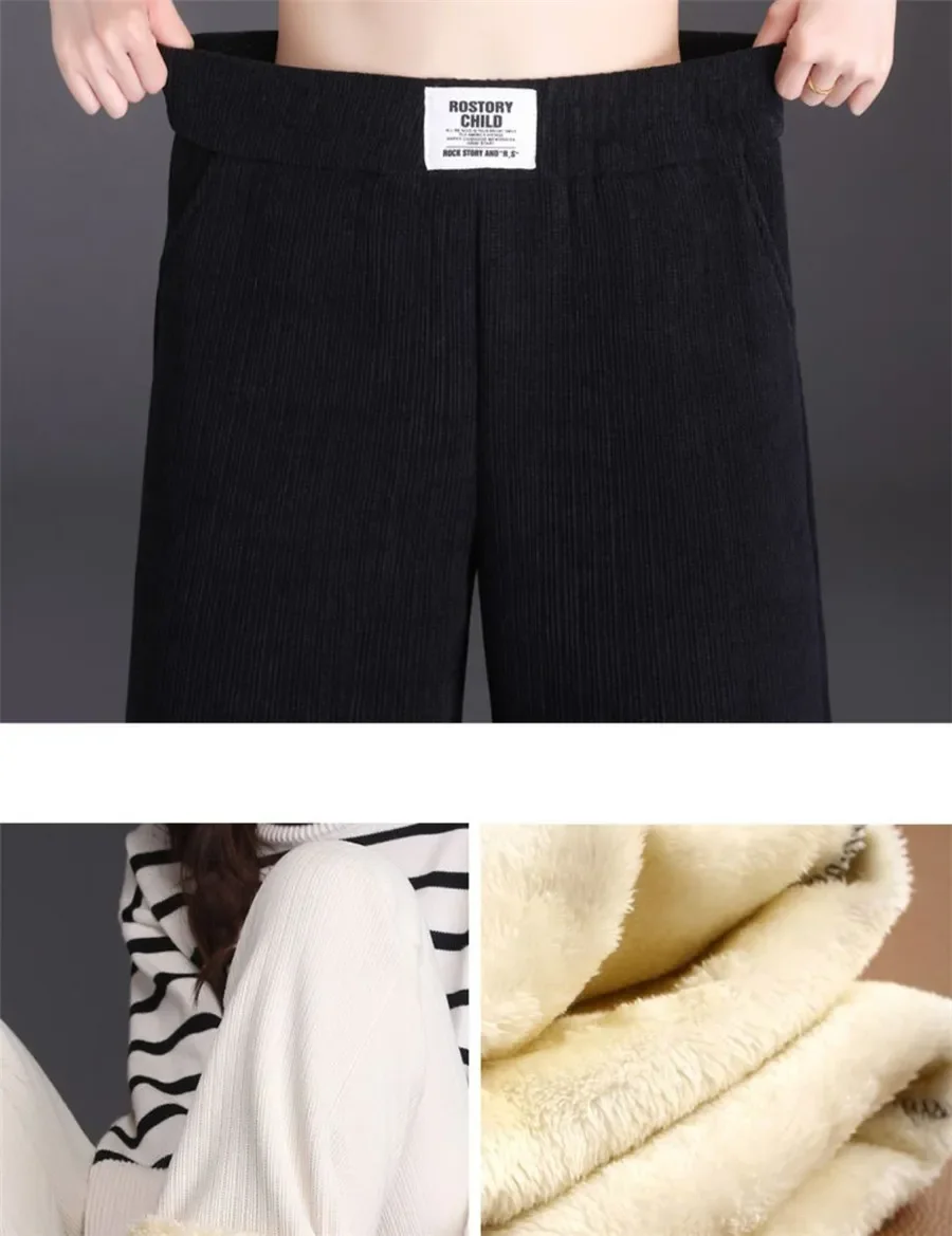 Youthful Woman Clothes Thick Winter Fleece Casual Sport Baggy Sweatpants Women's Pants HighWaist Lamb Fluff Straight Pantalones