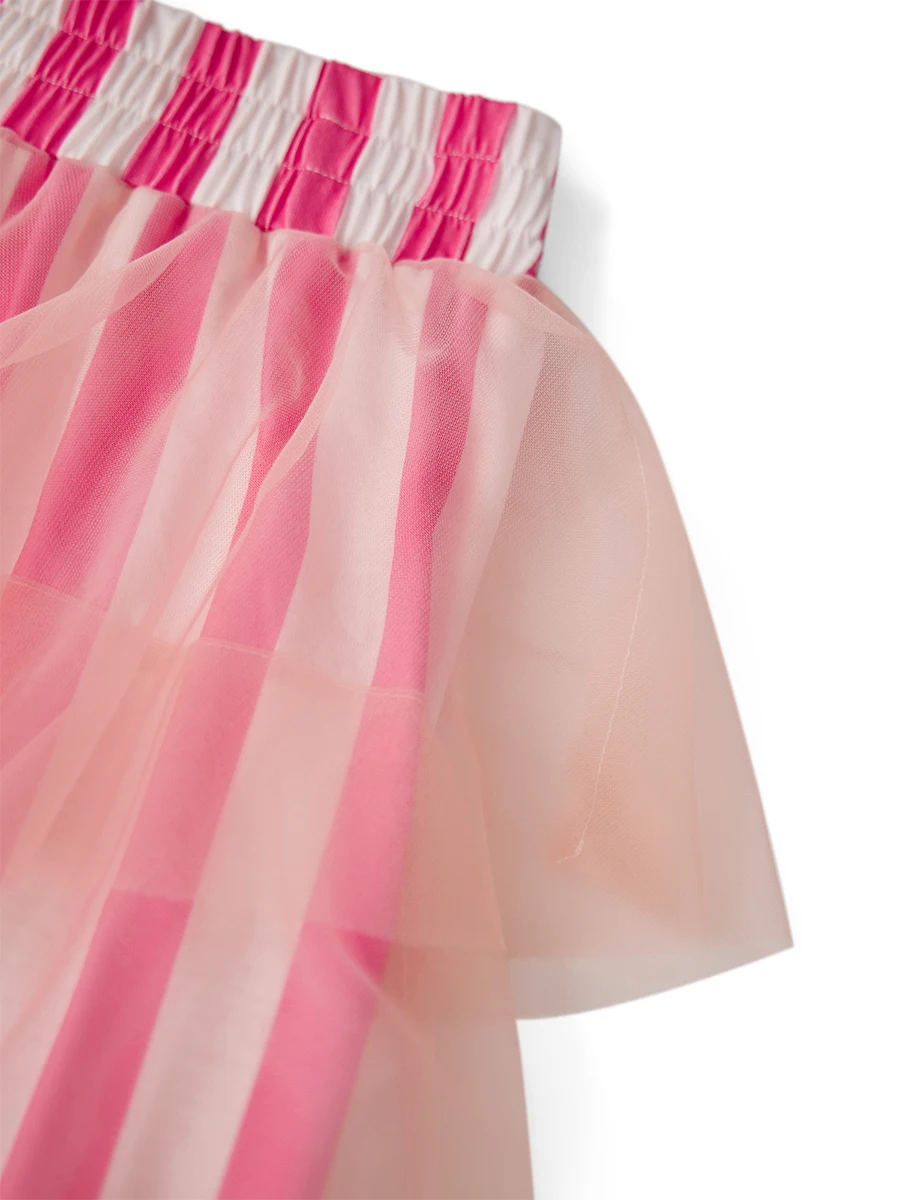 Y2K Vintage Women's Long Tiered Ruffled Tulle Pants High Waist Stripe Print Layered Mesh Wide Leg Palazzo Pants for Club Party