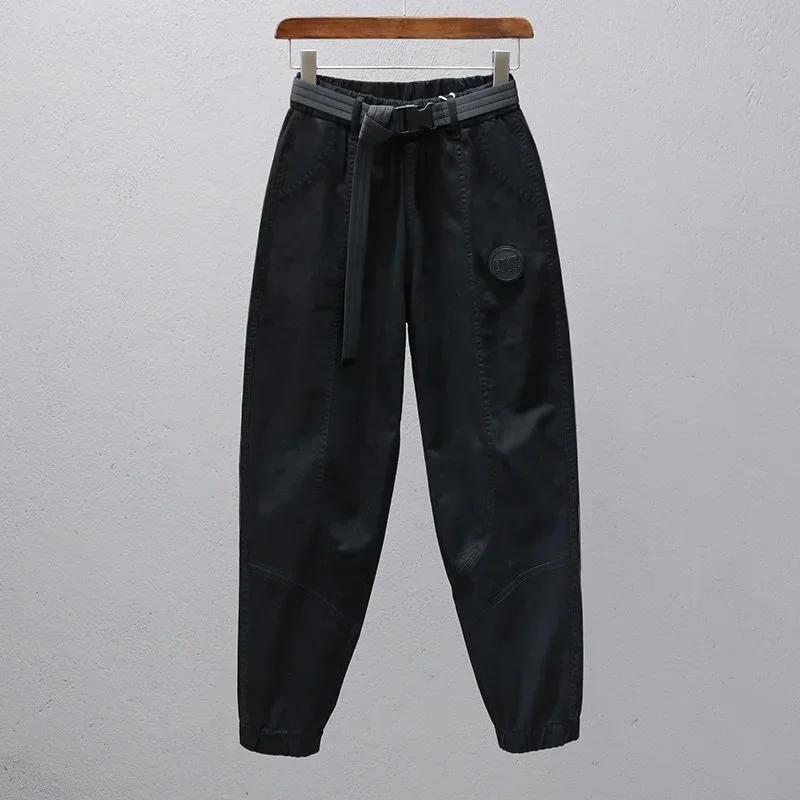 White Pants for Women with Elastic Waistband Loose and Casual Joggers Ankle-Length Leggings with Slimming Effect Harem Pants