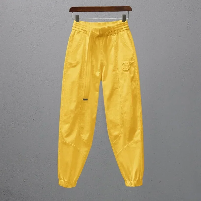 White Pants for Women with Elastic Waistband Loose and Casual Joggers Ankle-Length Leggings with Slimming Effect Harem Pants