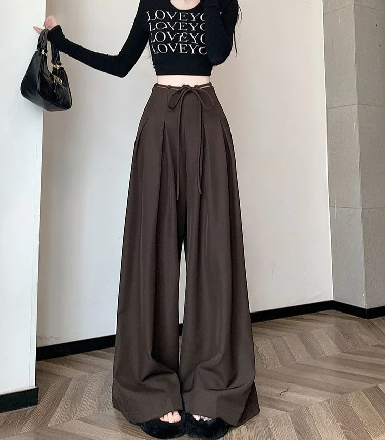 Gray Baggy Wide Leg Suit Pant Women's Pants Cotton Outfits All Medium Y2k Streetwear Slacks Vintage Classic Xxl Female Trousers