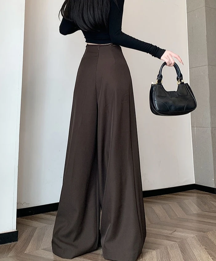 Gray Baggy Wide Leg Suit Pant Women's Pants Cotton Outfits All Medium Y2k Streetwear Slacks Vintage Classic Xxl Female Trousers