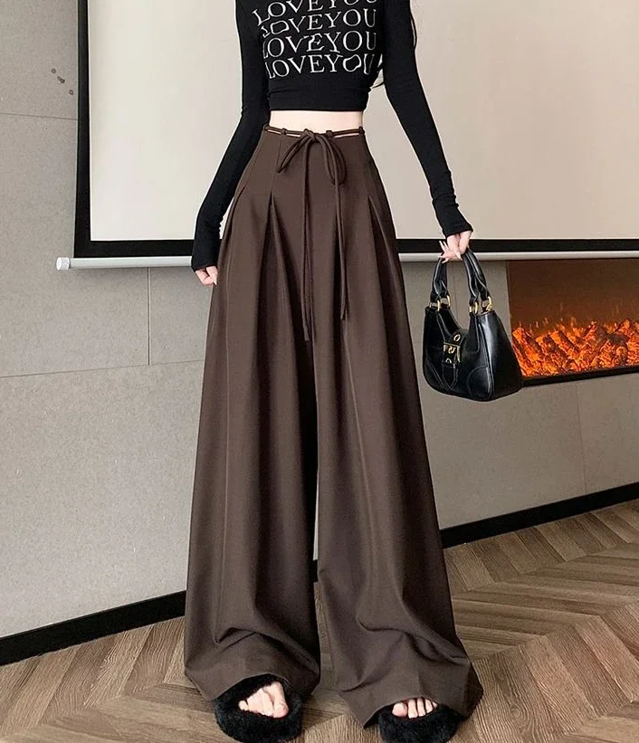 Gray Baggy Wide Leg Suit Pant Women's Pants Cotton Outfits All Medium Y2k Streetwear Slacks Vintage Classic Xxl Female Trousers