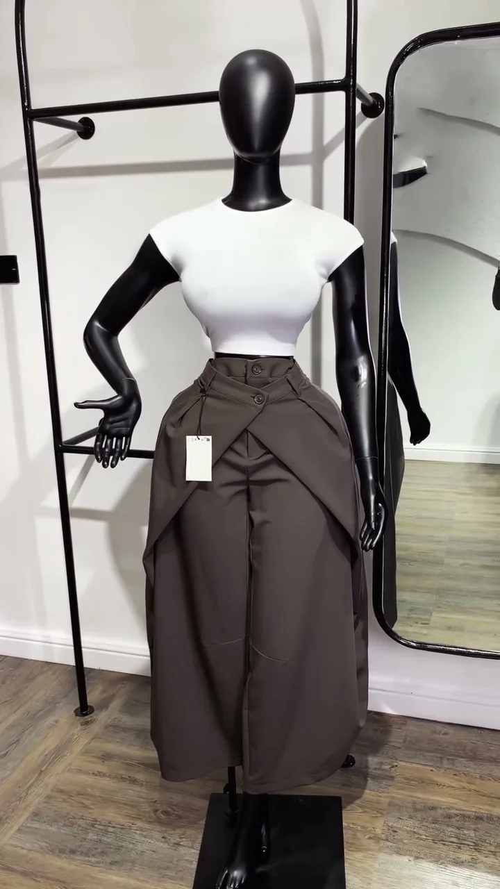 Pant Women Wide Leg Long Pants Slim Fit High Waist Straight Trousers Y2k Streetwear Elegant Splice Work Casual Summer 2026