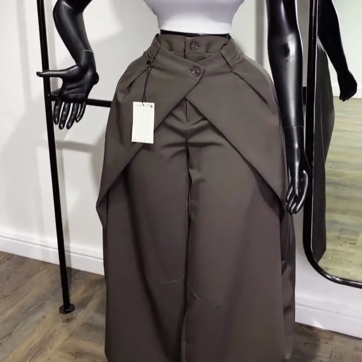 Pant Women Wide Leg Long Pants Slim Fit High Waist Straight Trousers Y2k Streetwear Elegant Splice Work Casual Summer 2026