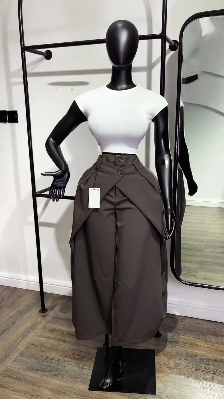 Pant Women Wide Leg Long Pants Slim Fit High Waist Straight Trousers Y2k Streetwear Elegant Splice Work Casual Summer 2026