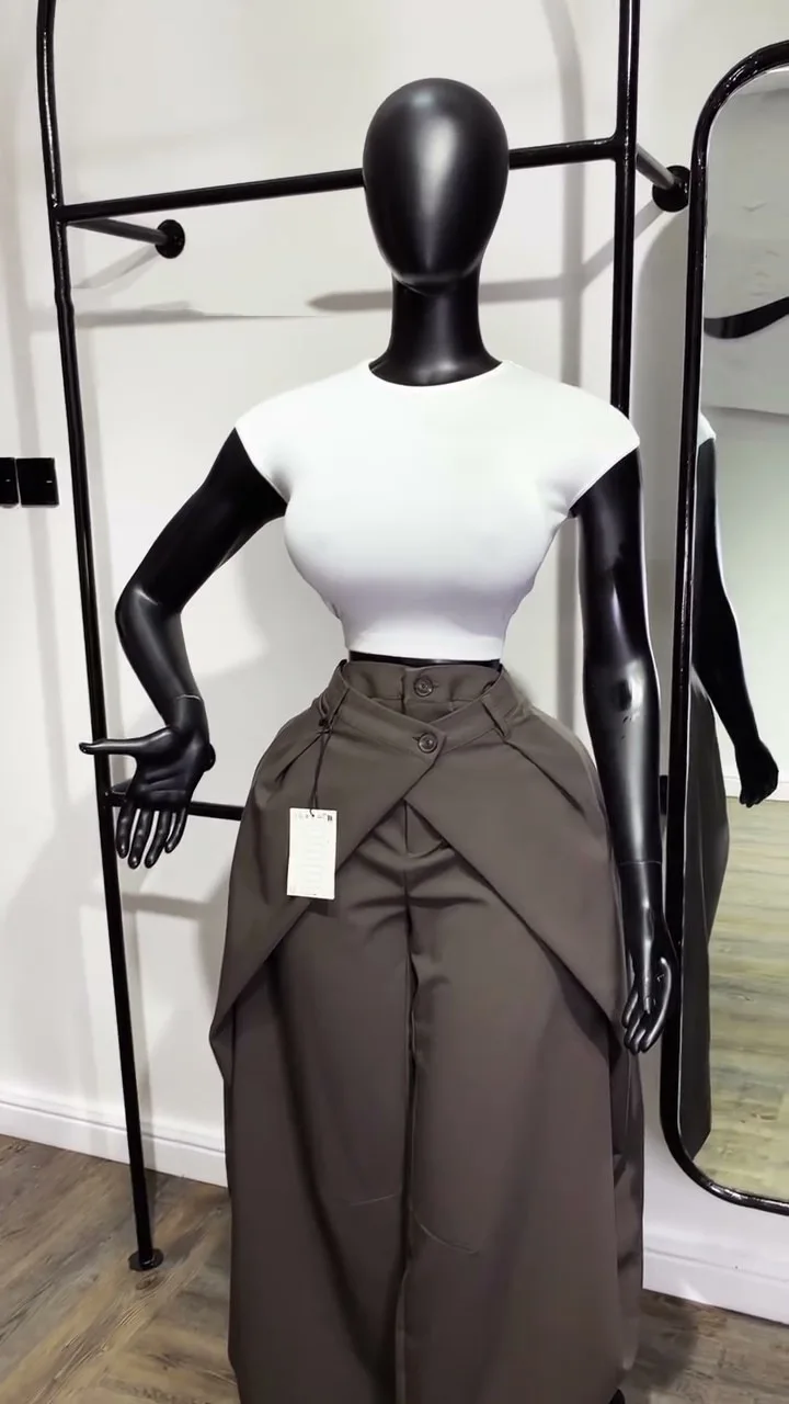 Pant Women Wide Leg Long Pants Slim Fit High Waist Straight Trousers Y2k Streetwear Elegant Splice Work Casual Summer 2026