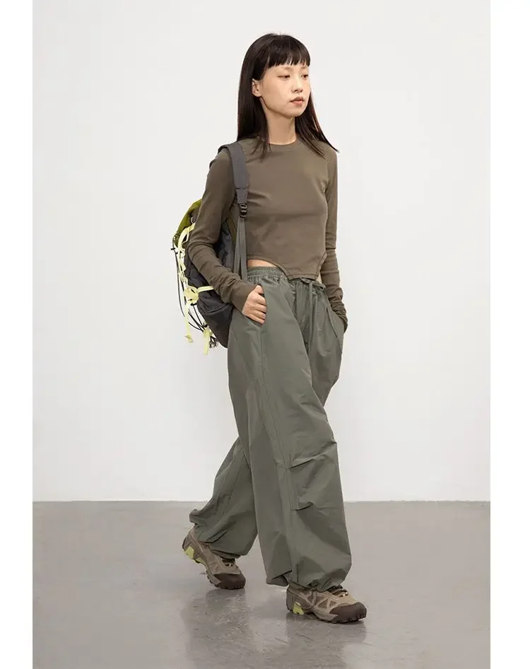 Japanese Casual Cargo Women's Pant Summer Vintage All Match Loose High Waist Mujer Pantalones 2025 Y2k Harajuku Fashion Trousers