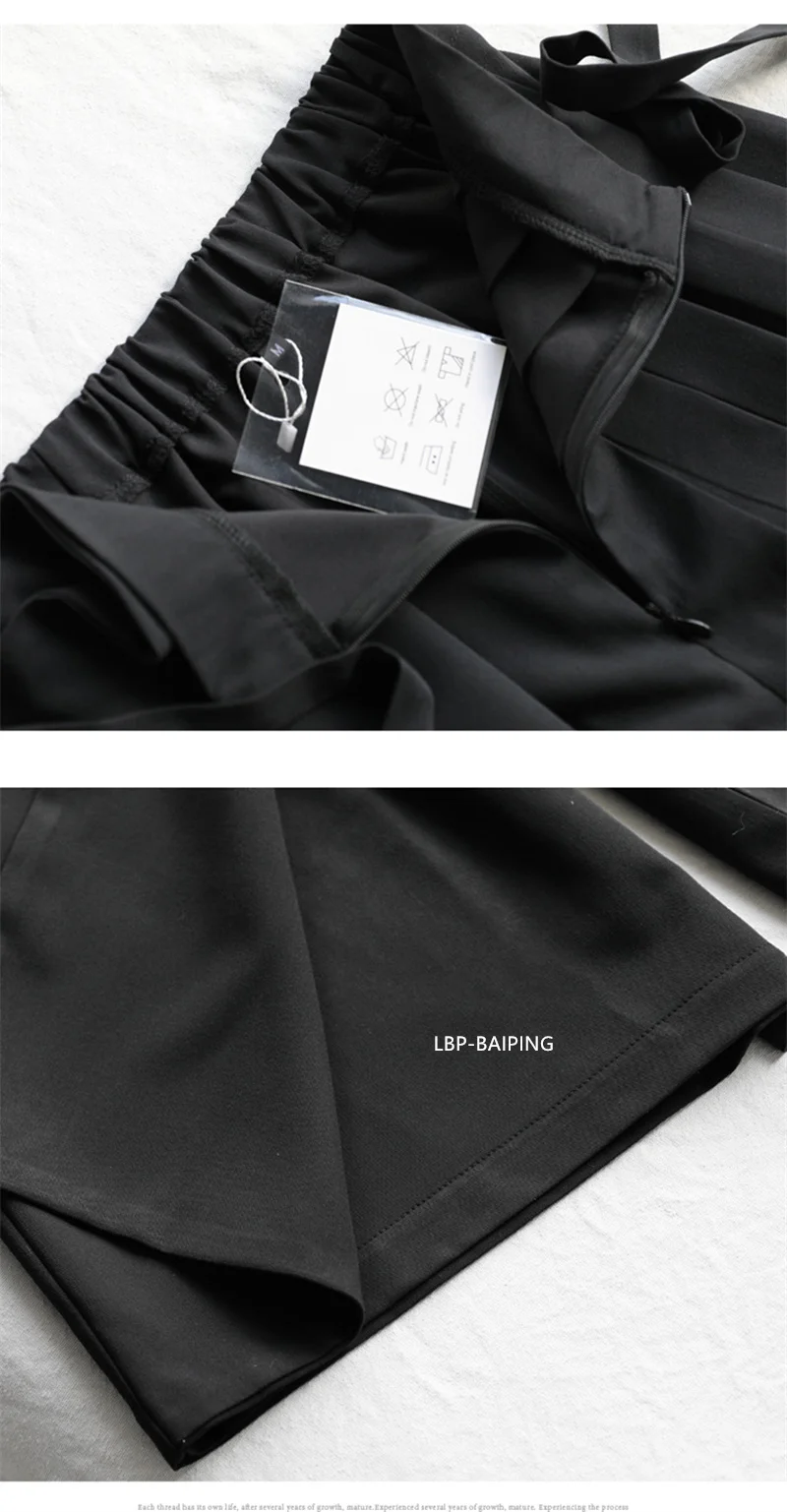 Fashion Korean New Autumn Irregular False Two-piece Skirt Pants Women Wide-leg Pant Ladies Elastic Waist Straps Casual Pant Lady