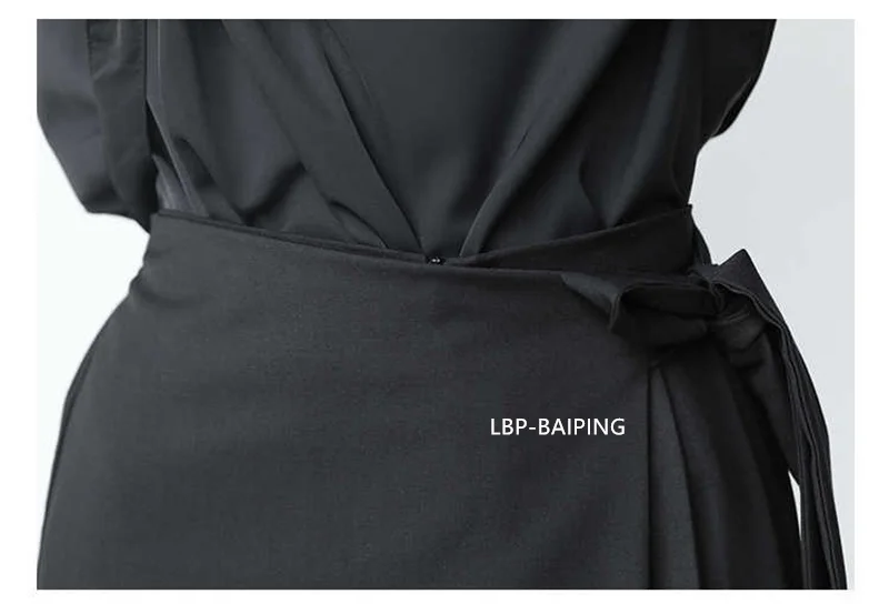 Fashion Korean New Autumn Irregular False Two-piece Skirt Pants Women Wide-leg Pant Ladies Elastic Waist Straps Casual Pant Lady