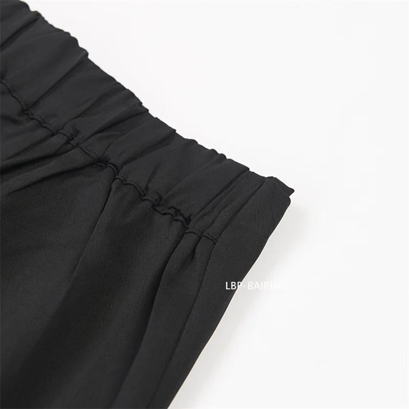 Fashion Korean New Autumn Irregular False Two-piece Skirt Pants Women Wide-leg Pant Ladies Elastic Waist Straps Casual Pant Lady