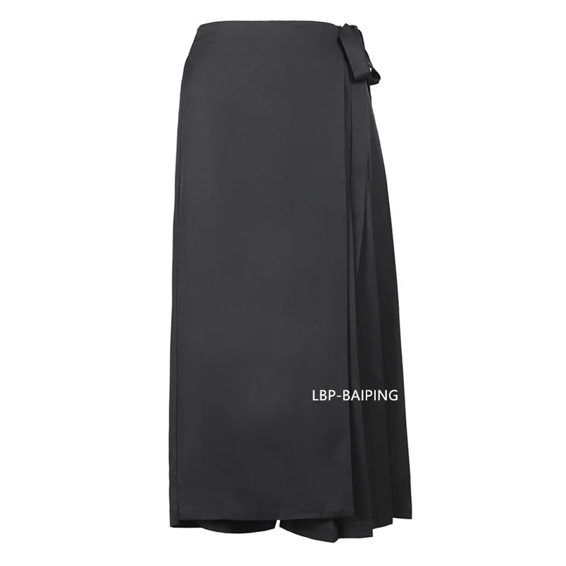 Fashion Korean New Autumn Irregular False Two-piece Skirt Pants Women Wide-leg Pant Ladies Elastic Waist Straps Casual Pant Lady