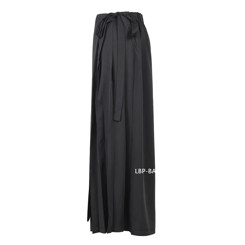 Fashion Korean New Autumn Irregular False Two-piece Skirt Pants Women Wide-leg Pant Ladies Elastic Waist Straps Casual Pant Lady