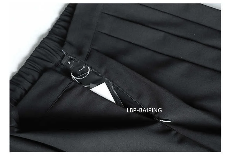 Fashion Korean New Autumn Irregular False Two-piece Skirt Pants Women Wide-leg Pant Ladies Elastic Waist Straps Casual Pant Lady