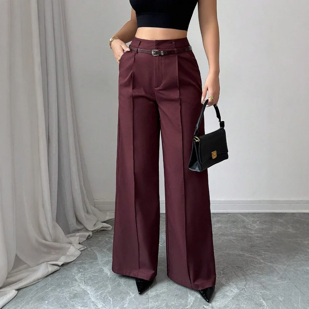 CPSYMYM Pants Summer Korean Comfortable Plain Full Length Wide Leg Vacation Pants For Women