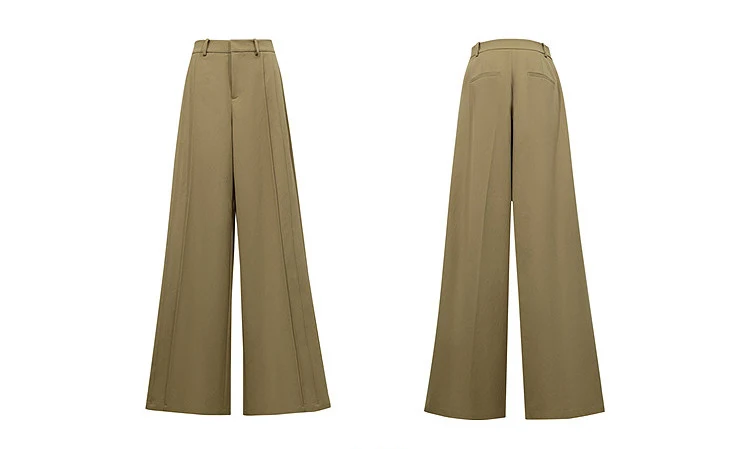 Amii Wide Pants Woman 2026 Autumn New Pleated Breathable Casual Trousers Loose Versatile Middle-aged Women's Clothing 12623019