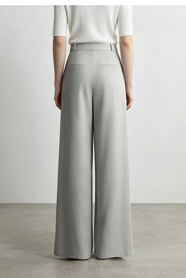 Amii Wide Pants Woman 2026 Autumn New Pleated Breathable Casual Trousers Loose Versatile Middle-aged Women's Clothing 12623019