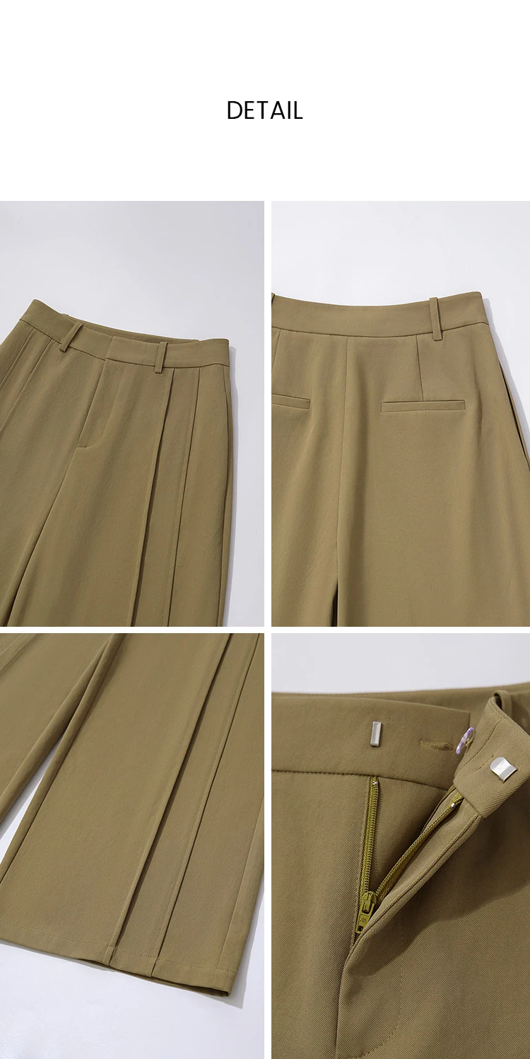 Amii Wide Pants Woman 2026 Autumn New Pleated Breathable Casual Trousers Loose Versatile Middle-aged Women's Clothing 12623019
