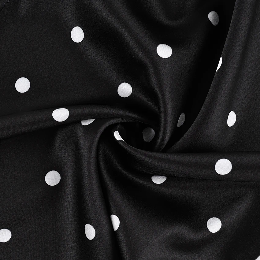 Linad Casual Black Long Dot Pants Women Street Chic Low Waist Wide Leg Pants Autumn Fashion Polyester Loose Trousers 2025 Fall