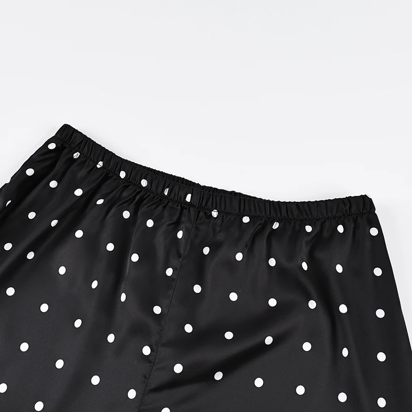 Linad Casual Black Long Dot Pants Women Street Chic Low Waist Wide Leg Pants Autumn Fashion Polyester  Loose Trousers 2025 Fall