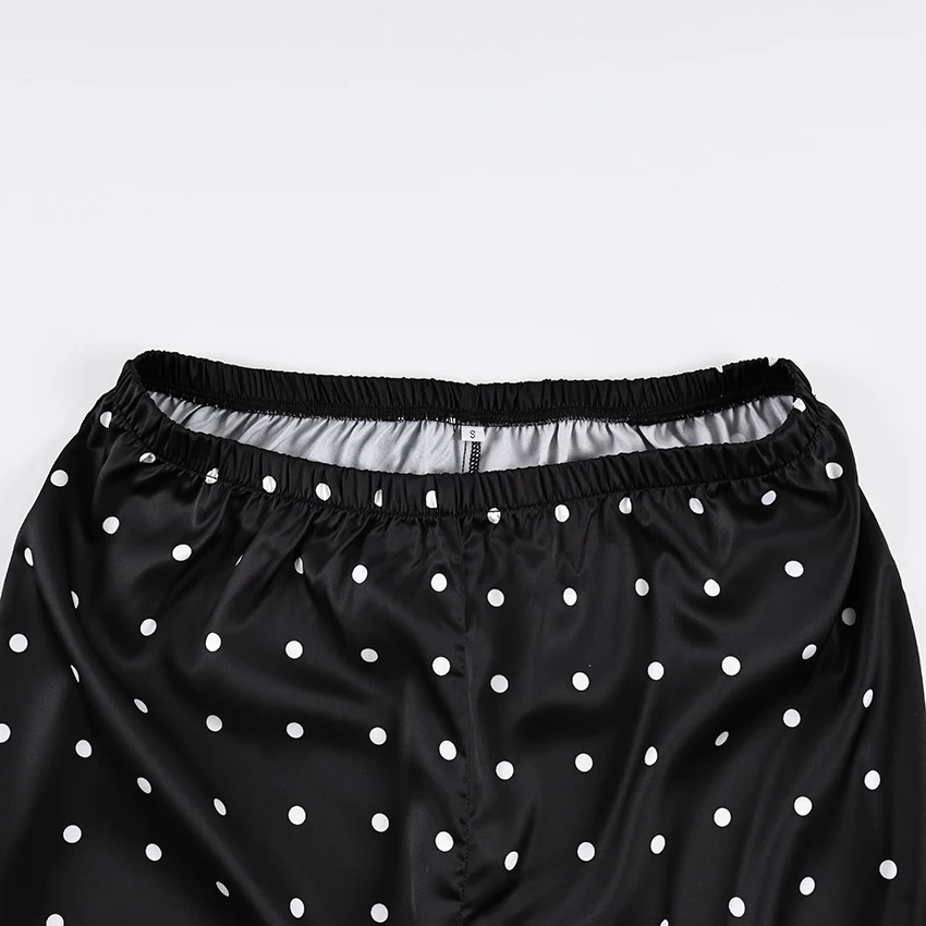 Linad Casual Black Long Dot Pants Women Street Chic Low Waist Wide Leg Pants Autumn Fashion Polyester  Loose Trousers 2025 Fall