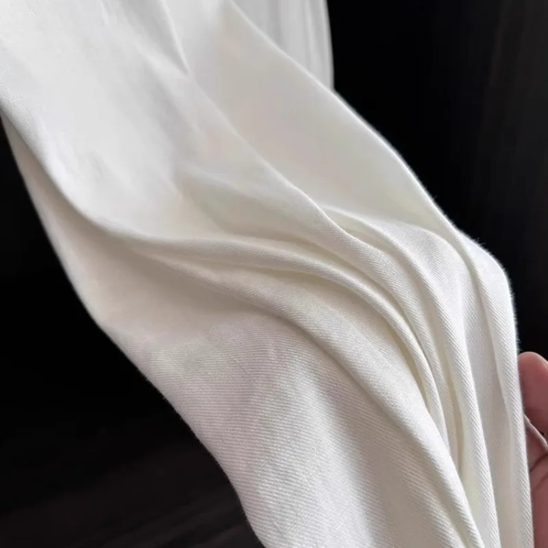 2025 White Cotton and Linen Wide-leg Pants Women's Summer Thin Loose Lazy Drape High-waisted Straight Pants Casual Pants