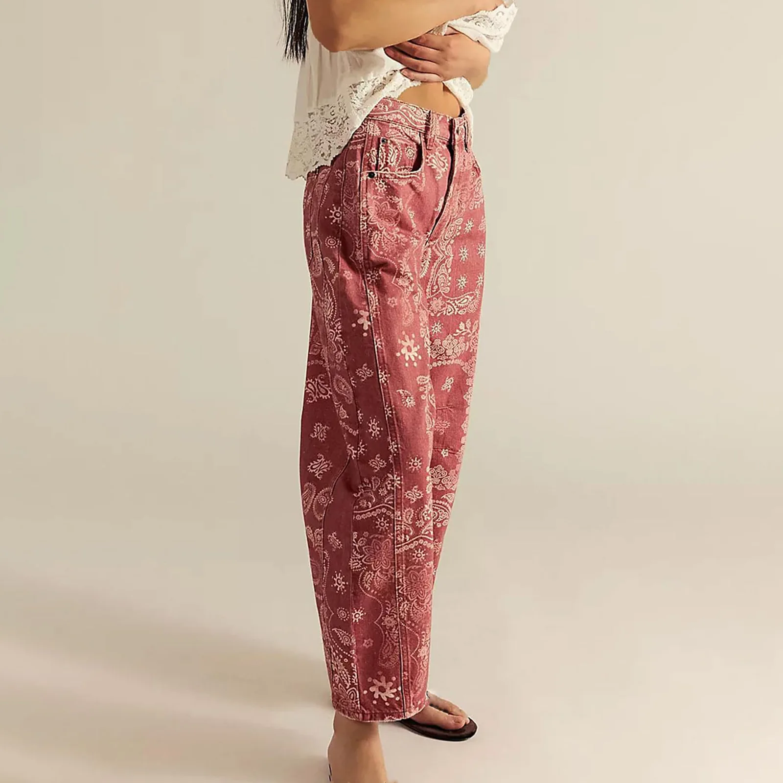 Men Women Retro Gothic High Waist Y2k Baggy Black Harajuku Hip Hop Pattern Sickle-shaped Wide-leg Pants Wide Leg Python Capris