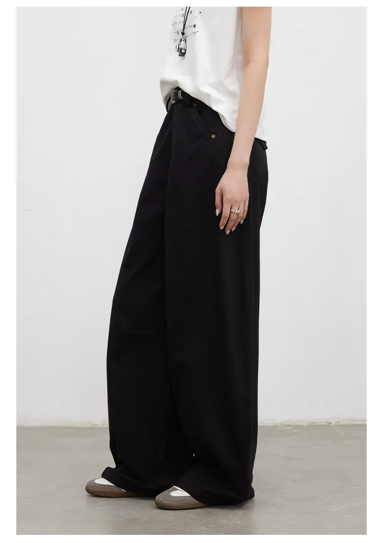 CHIC VEN Fashion Women Pants Solid Loose Casual High Waisted Ladies Wide Leg Trousers Cotton Spring Summer 2026