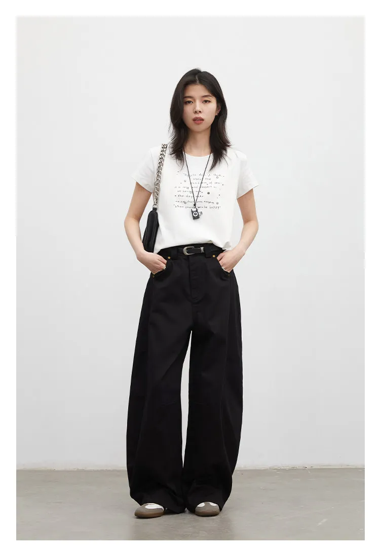CHIC VEN Fashion Women Pants Solid Loose Casual High Waisted Ladies Wide Leg Trousers Cotton Spring Summer 2026