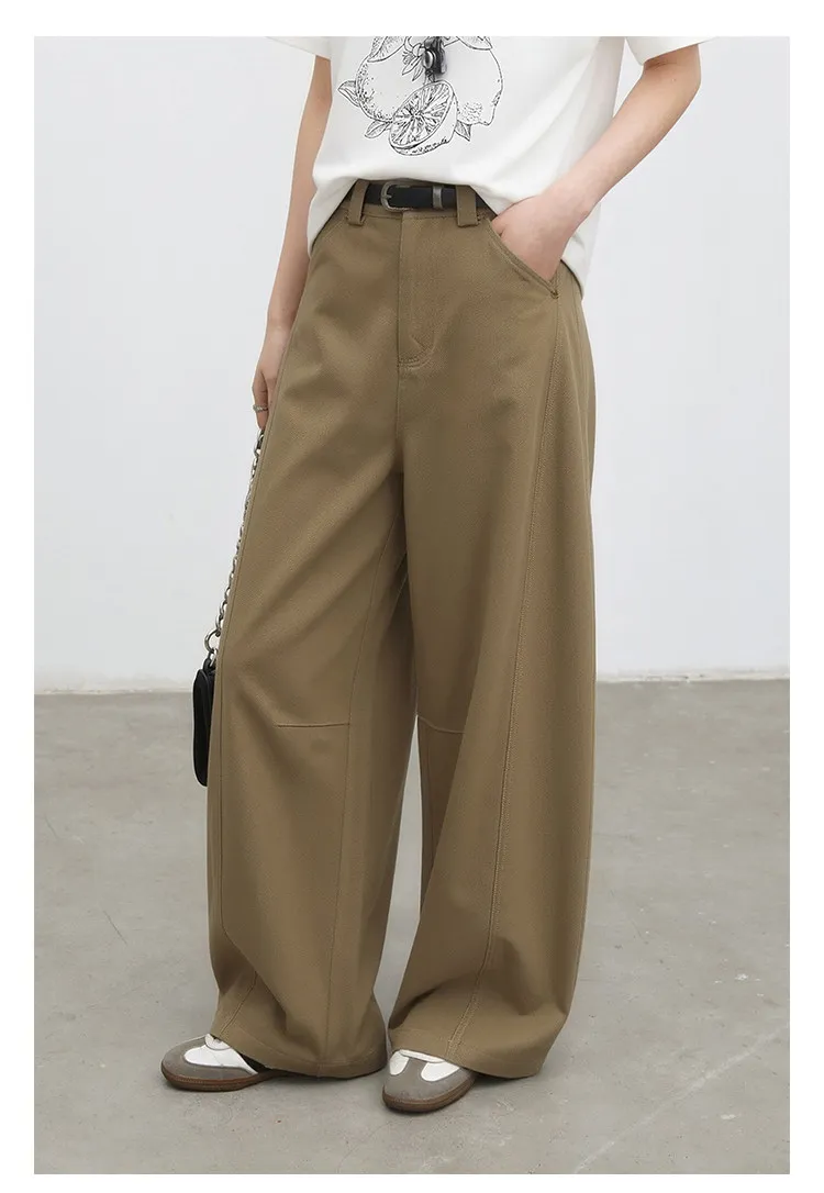 CHIC VEN Fashion Women Pants Solid Loose Casual High Waisted Ladies Wide Leg Trousers Cotton Spring Summer 2026