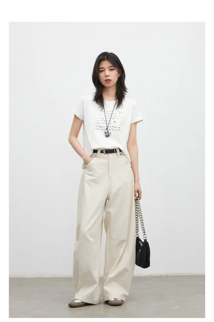 CHIC VEN Fashion Women Pants Solid Loose Casual High Waisted Ladies Wide Leg Trousers Cotton Spring Summer 2026