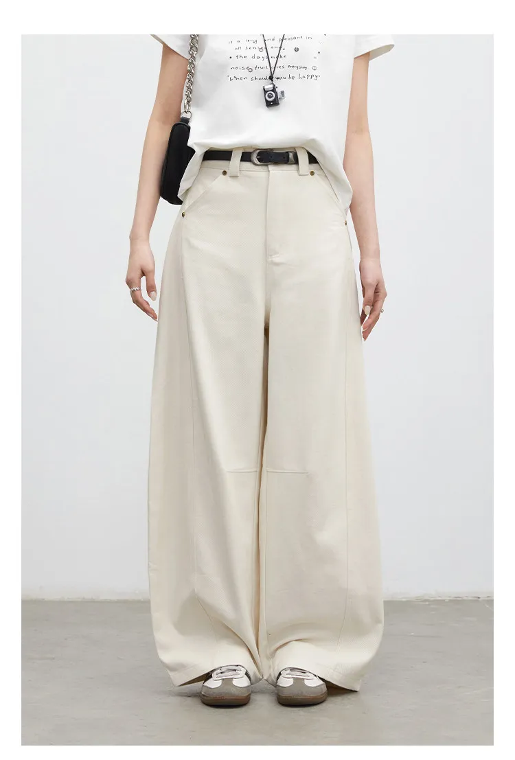 CHIC VEN Fashion Women Pants Solid Loose Casual High Waisted Ladies Wide Leg Trousers Cotton Spring Summer 2026