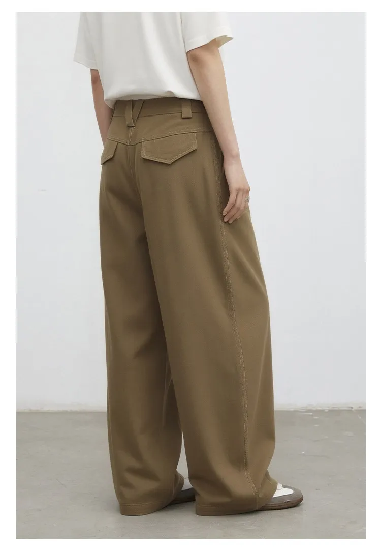 CHIC VEN Fashion Women Pants Solid Loose Casual High Waisted Ladies Wide Leg Trousers Cotton Spring Summer 2026