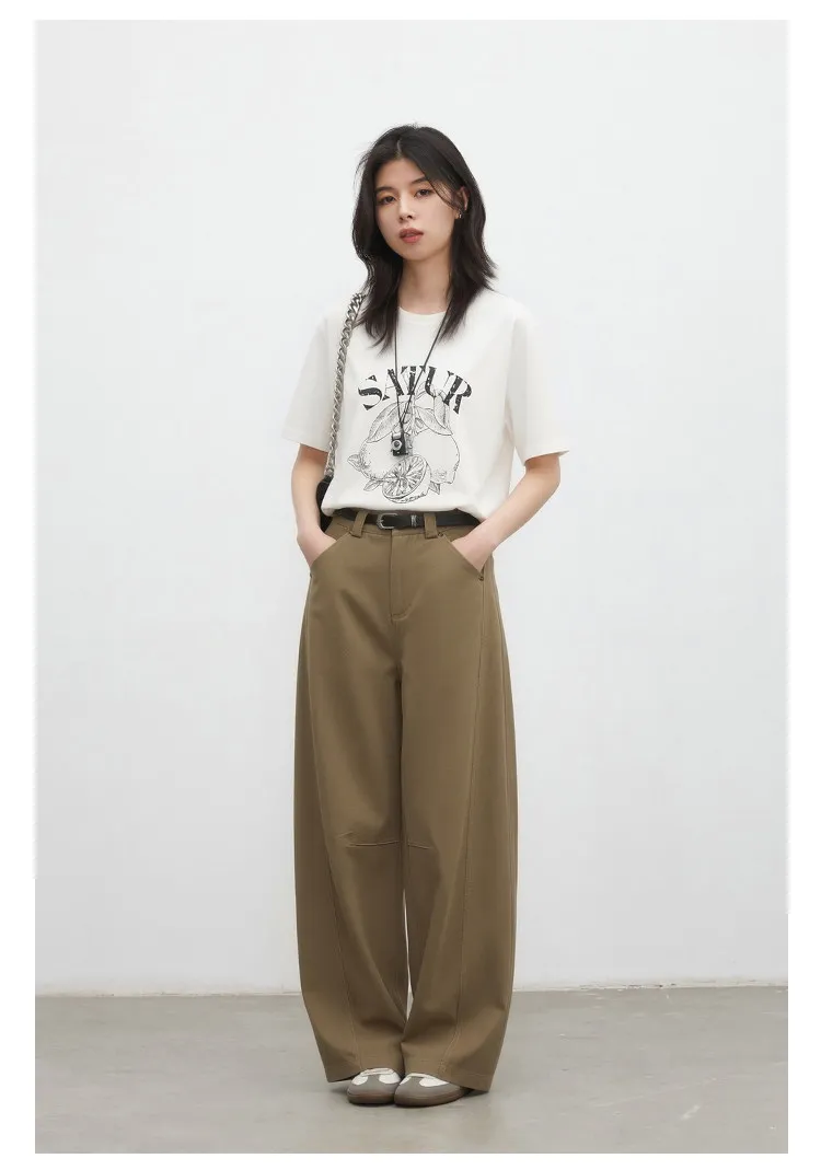 CHIC VEN Fashion Women Pants Solid Loose Casual High Waisted Ladies Wide Leg Trousers Cotton Spring Summer 2026