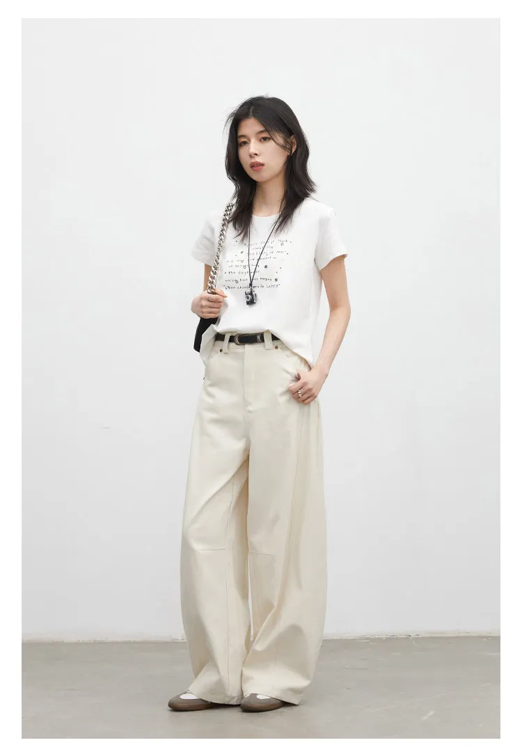 CHIC VEN Fashion Women Pants Solid Loose Casual High Waisted Ladies Wide Leg Trousers Cotton Spring Summer 2026