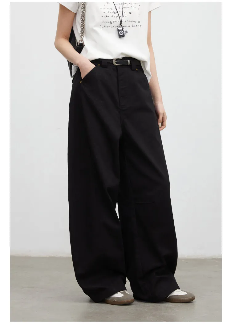 CHIC VEN Fashion Women Pants Solid Loose Casual High Waisted Ladies Wide Leg Trousers Cotton Spring Summer 2026