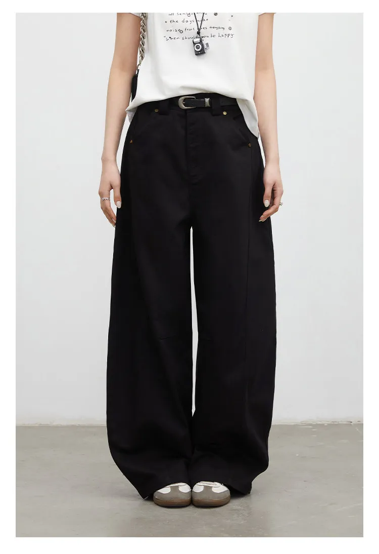 CHIC VEN Fashion Women Pants Solid Loose Casual High Waisted Ladies Wide Leg Trousers Cotton Spring Summer 2026