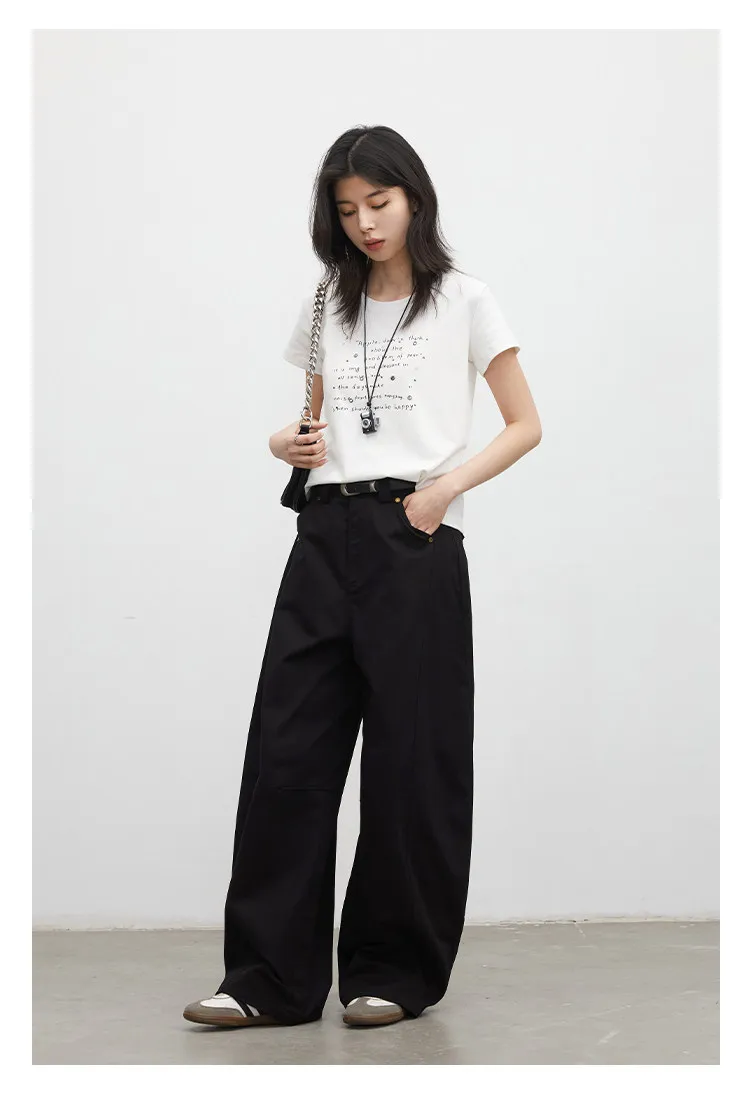 CHIC VEN Fashion Women Pants Solid Loose Casual High Waisted Ladies Wide Leg Trousers Cotton Spring Summer 2026