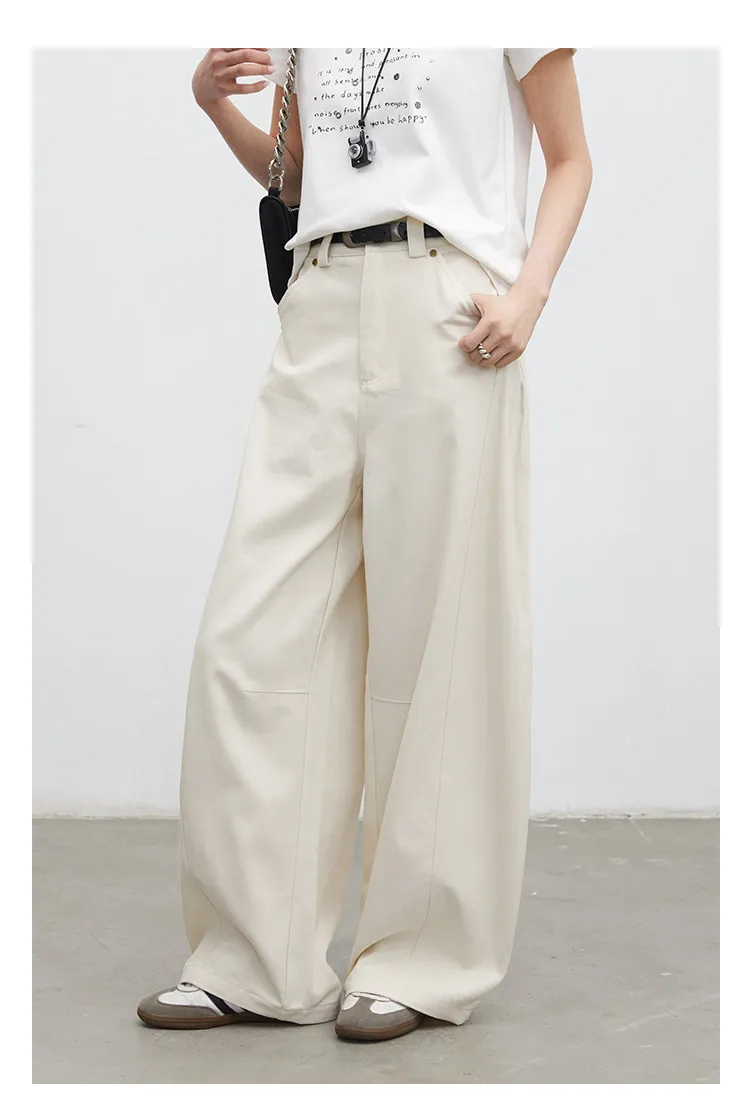 CHIC VEN Fashion Women Pants Solid Loose Casual High Waisted Ladies Wide Leg Trousers Cotton Spring Summer 2026