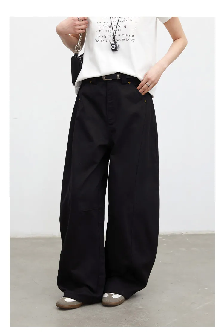 CHIC VEN Fashion Women Pants Solid Loose Casual High Waisted Ladies Wide Leg Trousers Cotton Spring Summer 2026