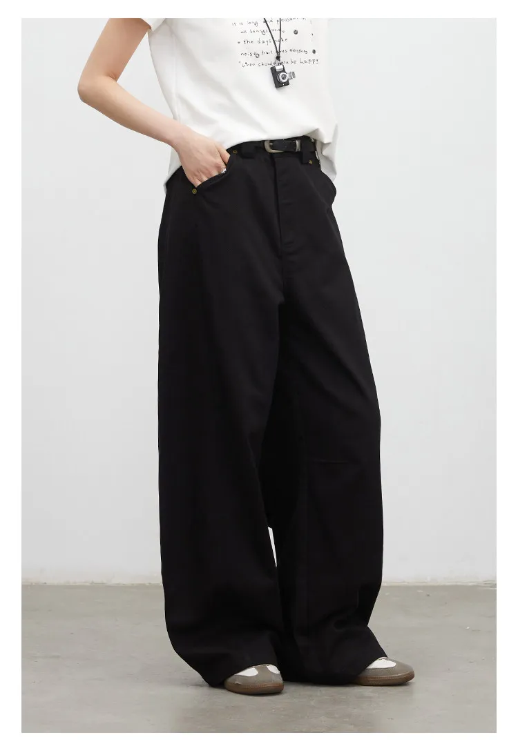 CHIC VEN Fashion Women Pants Solid Loose Casual High Waisted Ladies Wide Leg Trousers Cotton Spring Summer 2026