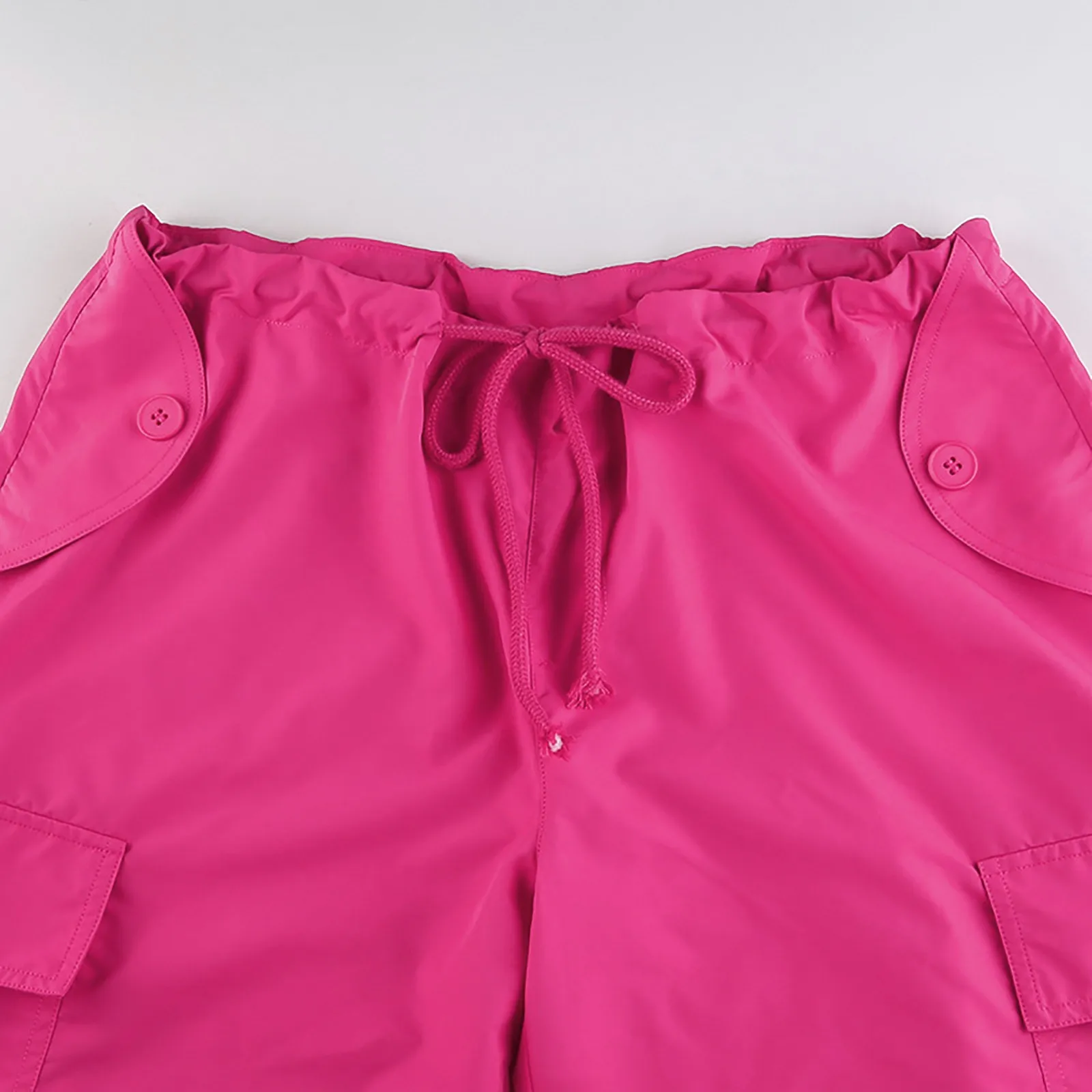 Streetwear Parachute Hot Pink Cargo Pants Hip Hop Techwear High Waist Jogger Pants Women Baggy Casual Korean Punk Trousers