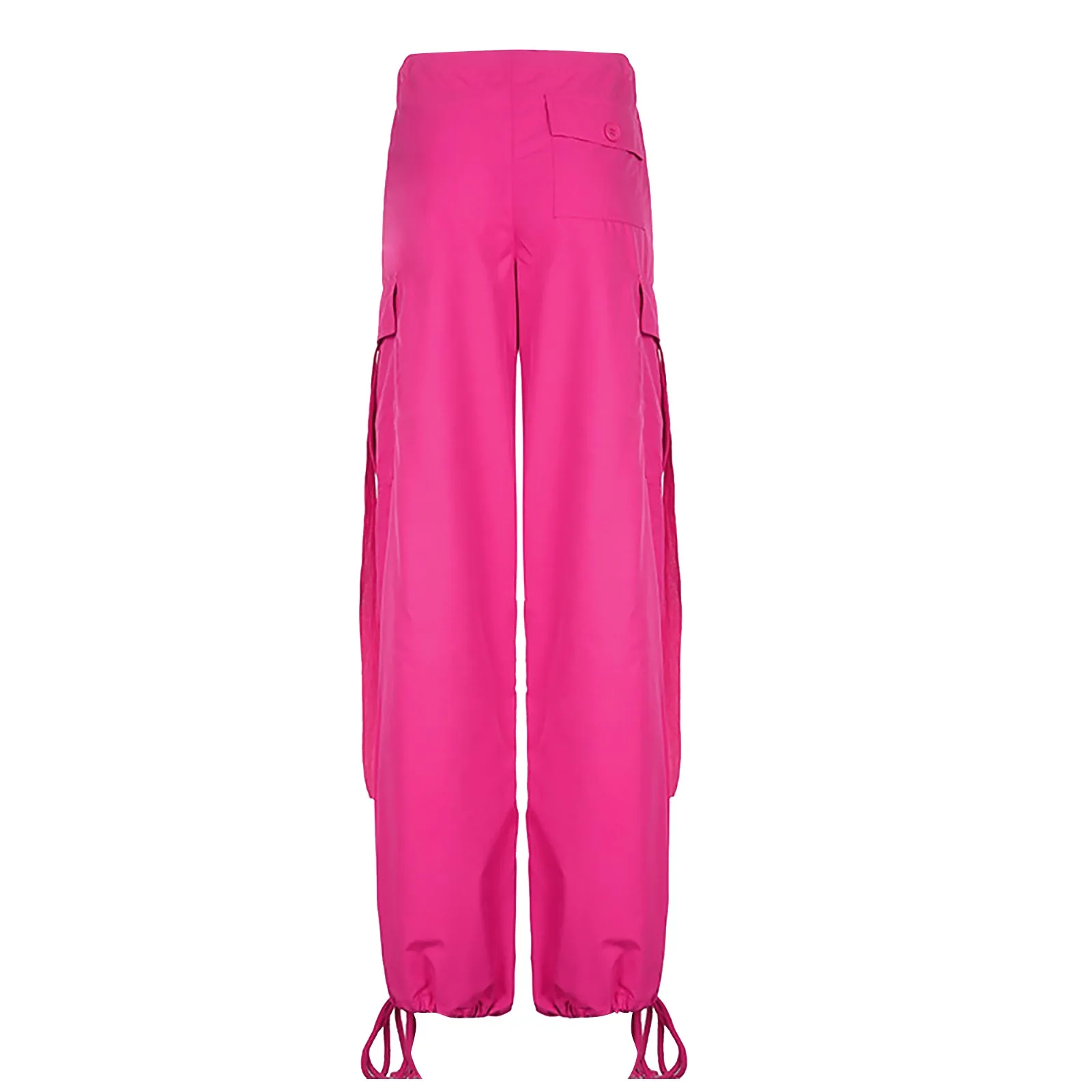 Streetwear Parachute Hot Pink Cargo Pants Hip Hop Techwear High Waist Jogger Pants Women Baggy Casual Korean Punk Trousers