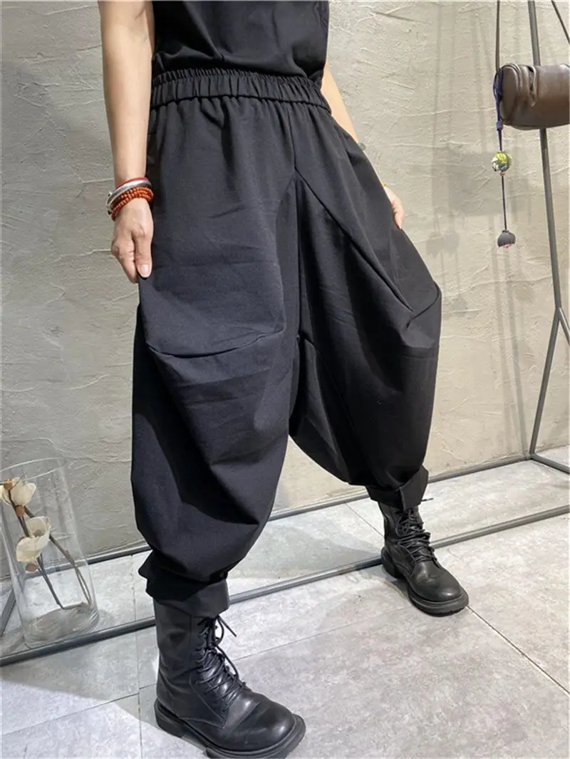 New Spring Ladies Streetwear Trend Elastic High Waist Solid Color All-matched Casual Loose Wide Leg Haren Pants Hip-hop Style