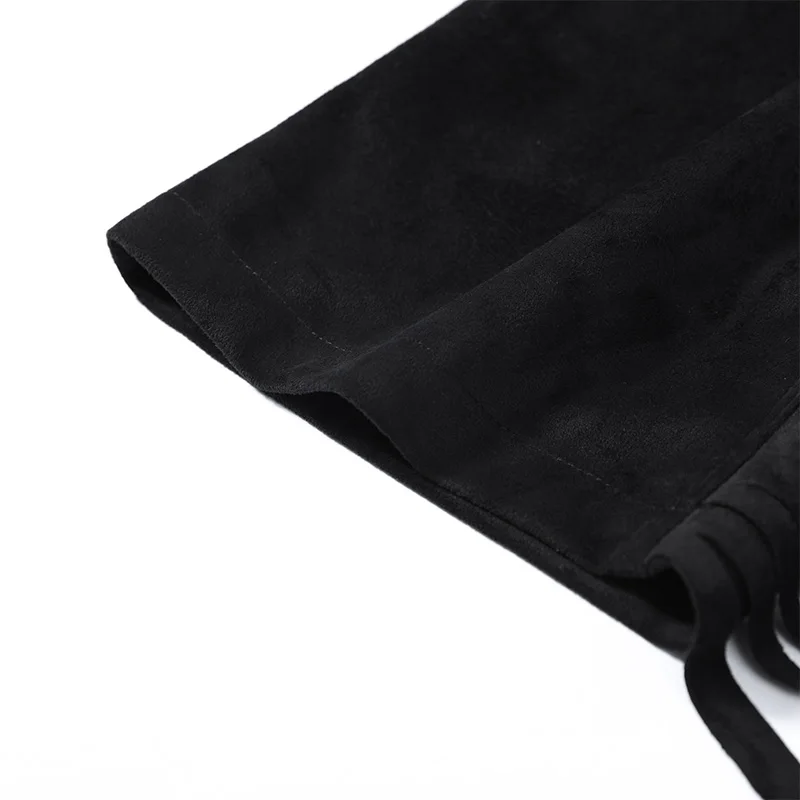 Casual Tassels Trousers Women's Solid Faux Suede Zipper Button Long Pants 2026 Spring New Female Fashion Streetwear